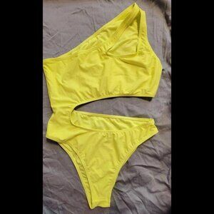 Neon Yellow Cut out Swimsuit L